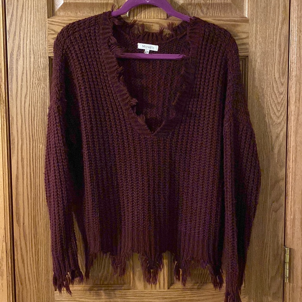 Distressed Burgundy Sweater - Picture 1 of 3